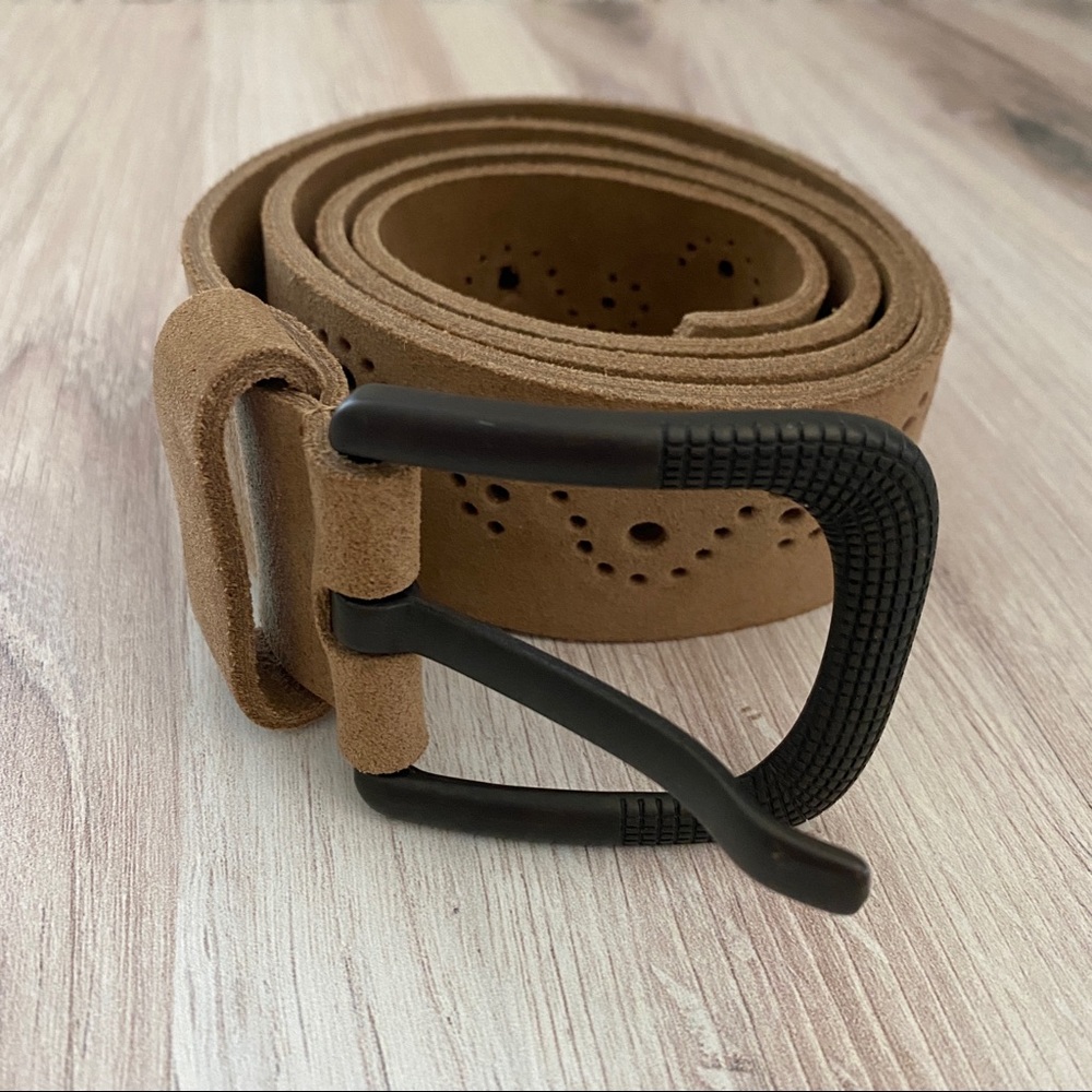 NWOT Athleta brown suede leather belt with black buckle XL